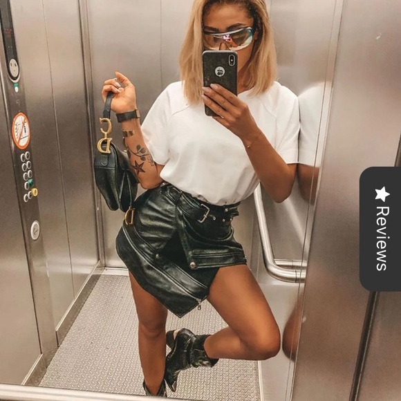 Black REAL leather skirt - Picture 4 of 5